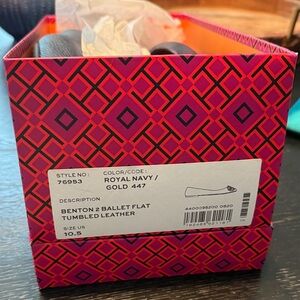 Never Worn!! Tory Burch Royal Navy and Gold Ballet Flats